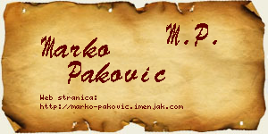 Marko Paković vizit kartica